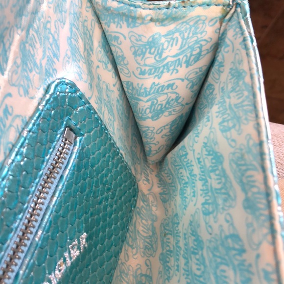 STUNNING CHRISTIAN AUDIGIER ICY BLUE LEATHER CLUTCH - Picture 4 of 9